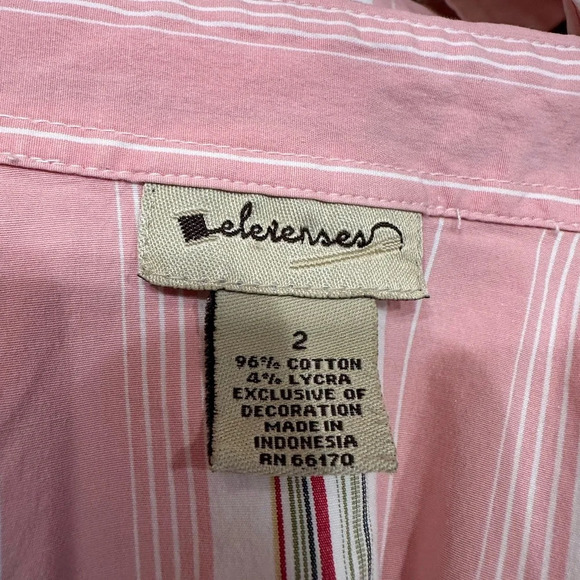 ELEVENSES ~ Striped button up top w/layered collar & sleeves size 2 - Picture 3 of 8